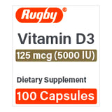 Rugby Vitamin D3 Dietary Supplement, 5000 IU