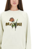 Marni Women White Cotton Sweatshirt With Tulip Print