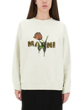 Marni Women White Cotton Sweatshirt With Tulip Print