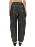 Ganni Women "Stary" Jeans In Sparkling Foil