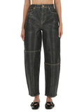 Ganni Women "Stary" Jeans In Sparkling Foil