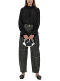 Ganni Women "Stary" Jeans In Sparkling Foil
