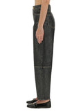 Ganni Women "Stary" Jeans In Sparkling Foil