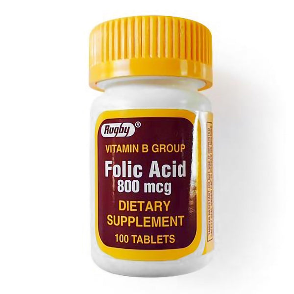 Rugby Folic Acid Vitamin Supplement, 800 mcg