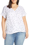 Single Thread Womens Plus Printed Faux-Wrap Top, Size 1X