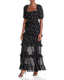 Wayf Bustier Tiered Maxi Dress, Size Small