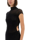 Jean Paul Gaultier Women Mesh Dress With Flocked Logo