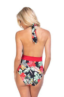 TROPICAL HALTER ONE PIECE SWIMSUIT