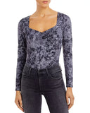 Aqua  Snake Print Sweetheart Neck Bodysuit Gray