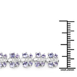 7.02 Carat Genuine Tanzanite and White Sapphire .925 Sterling Silver Bracelet