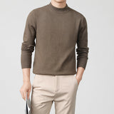 Mens Thickened White Knit Bottoming Sweater