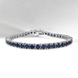 8.36 Carat Genuine Blue Sapphire .925 Sterling Silver Bracelet