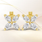 14K White Gold 1/2 Cttw Marquise Diamond 8 Stone Floral Leaf Stud Earrings (H-I Color, SI1-SI2 Clarity)
