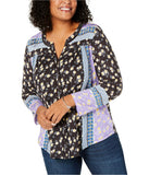 Style & Co. Womens Mixed Button Down Blouse