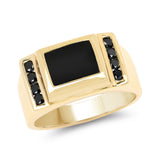2.14 Carat Genuine Black Onyx and Black Diamond .925 Sterling Silver Ring