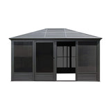 [11X14FT] Alora Meridian Premium Four Season Outdoor Aluminum Hardtop Gazebo Sunroom With Galvanized Steel Roof, Sliding Doors And Movable PVC Screen Walls (SAK88776)