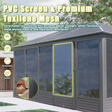 [11X14FT] Alora Meridian Premium Four Season Outdoor Aluminum Hardtop Gazebo Sunroom With Galvanized Steel Roof, Sliding Doors And Movable PVC Screen Walls (SAK88776)