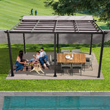 [11X16FT] Alora Outdoor Retractable Backyard Aluminum Metal Pergola With Roof (SAK16804)