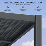 [11X18FT] Alora Modern Wall-Mounted Louvered Pergola With Aluminum Frame (SAK69081)