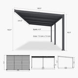 [11X18FT] Alora Modern Wall-Mounted Louvered Pergola With Aluminum Frame (SAK69081)