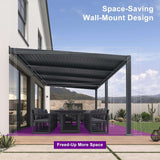 [11X18FT] Alora Modern Wall-Mounted Louvered Pergola With Aluminum Frame (SAK69081)