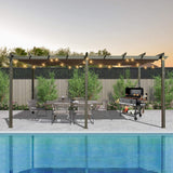 [11X20FT] Alora Premium Outdoor Retractable Aluminum Pergola Gazebo With Weather-Resistant Canopy (SAK54612)