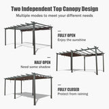 [11X20FT] Alora Premium Outdoor Retractable Aluminum Pergola Gazebo With Weather-Resistant Canopy (SAK54612)