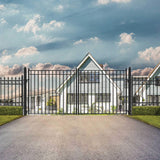 [12-18FT] Heavy-Duty Madrid-Style Premium Steel Dual-Swing Driveway Gate (SAK38546)