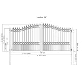 [12-18FT] Heavy-Duty London-Style Powder-Coated Galvanized Steel Dual-Swing Driveway Gate (SAK48520)