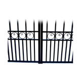 [12-18FT] Heavy-Duty London-Style Powder-Coated Galvanized Steel Dual-Swing Driveway Gate (SAK48520)