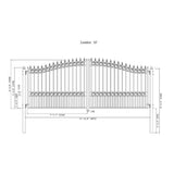 [12-18FT] Heavy-Duty London-Style Powder-Coated Galvanized Steel Dual-Swing Driveway Gate (SAK48520)