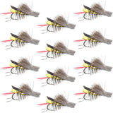 Daves Hopper Yellow Foam Body Grasshopper Fly - 1 Dozen Flies Size 12