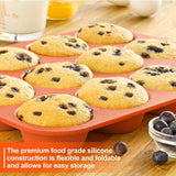 12 Cup Non-Stick Cupcakes Muffin Baking Pan Silicone Mold