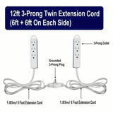 12-Foot Long Extension Cord Power Strip with 6 Feet on Each Side 13A 125V 1625W