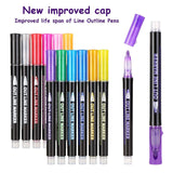 12-Pack: AGPtEK Double Line Outline Pen
