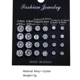 12-Pairs: Fashion Stainless Steel Stud Earrings
