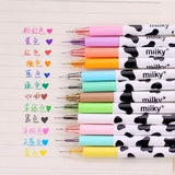 12-Piece: Milky Cow Multicolor Gel Pens