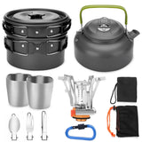 12-Piece: ODOLAND Camping Cookware Mess Kit with Mini Stove