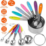 12-Piece: Stainless Steel Measuring Cups Spoons Set
