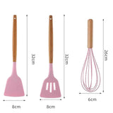 12-Piece: Wood Handle Silicone Kitchenware
