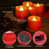12-Pieces: Amber Yellow LED Tealight Flameless Candles with Timer