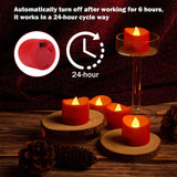 12-Pieces: Amber Yellow LED Tealight Flameless Candles with Timer