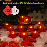 12-Pieces: Amber Yellow LED Tealight Flameless Candles with Timer