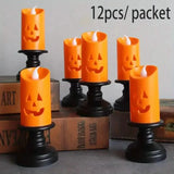 12-Pieces: Halloween LED Pumpkin Chandelier Candles