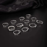 12-Pieces Set: Silver Rings for Teen