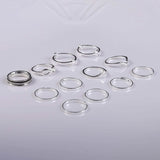 12-Pieces Set: Silver Rings for Teen