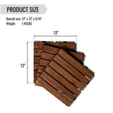 12" x 12" Square Teak Interlocking Deck Tiles