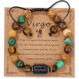 12 Zodiac Sign Constellation Braided Bracelet Virgo Leo Charm Bracelets For Women Men Tiger Eye Stone Bangles Friend Jewelry