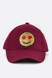2 Tone Sequins Emoji Patch Cap