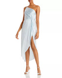 Aqua One Shoulder Asymmetric MIDI Dress, Large